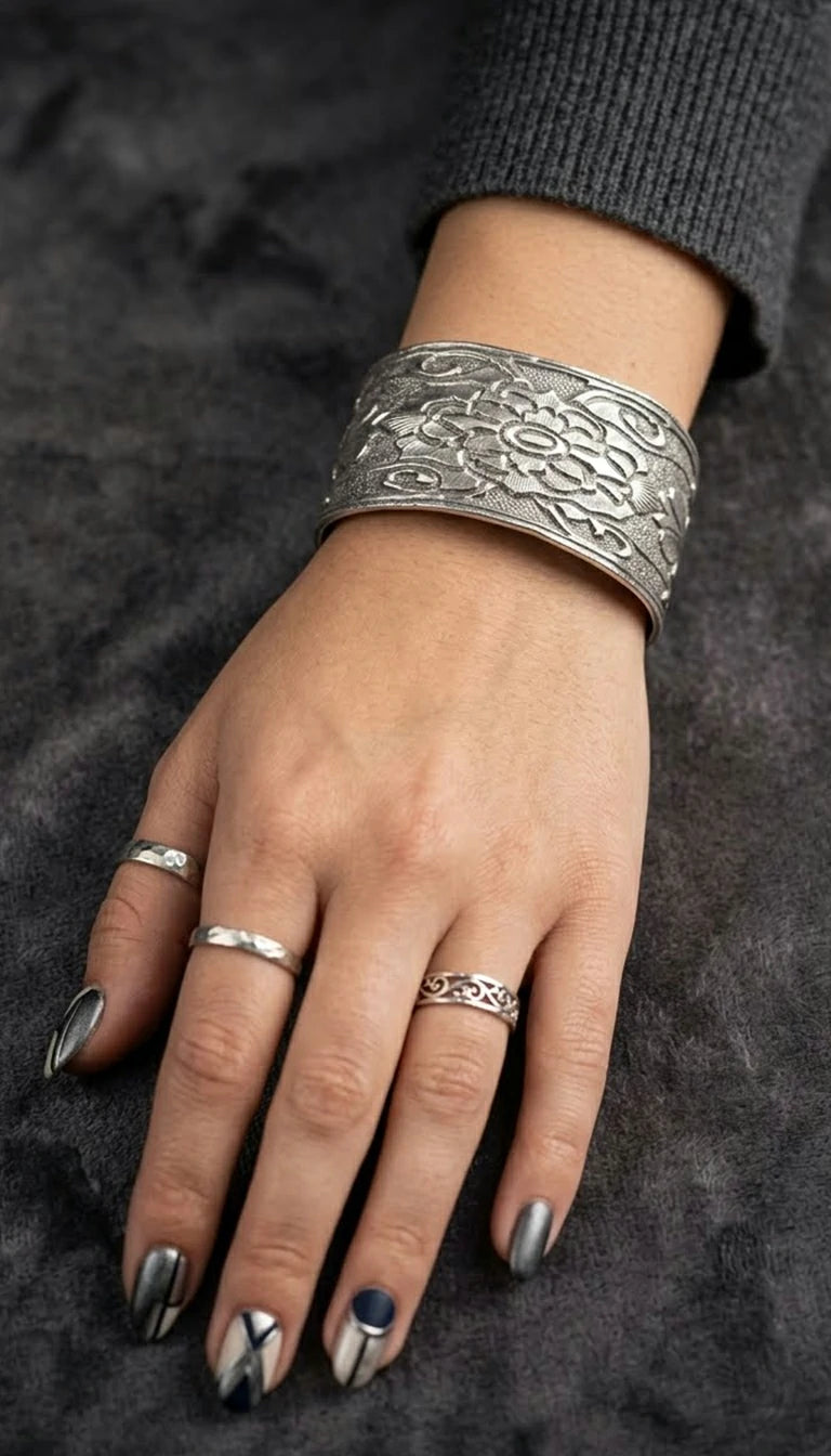 The Mystic Totem — Hand-Chased Artifact Cuff